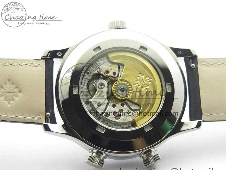 MIROTIME 0418 Practical Calatrava 5524 Pilot Travel Time SS GRF Blue Dial on Black Leather Strap A324 V 7107